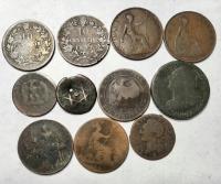 zestaw monet brąz XVIII XIX XX wiek każda inna 11 szt.