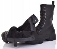 ЖЕНСКИЕ БОТИЛЬОНЫ НА ПЛАТФОРМЕ ТРАППЕРЫ ЧЕРНЫЕ КОЖАНЫЕ УТЕПЛЕННЫЕ