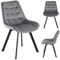 Мягкий велюровый стеганый стул для столовой гостиной лофт Рик серый