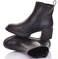 KLASYCZNE BOTKI NA OBCASIE SKÓRZANE NA JESIEŃ ZIMĘ ZAMEK OCIEPLONE CZARNE