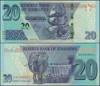 ZIMBABWE, 20 DOLLARS 2020 Pick W104