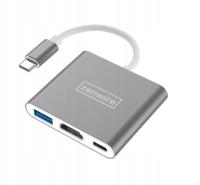 Adapter Przejściówka ZENWIRE 3w1 MHL HUB USB C HDMI 4K do MacBook Samsung