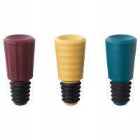 IKEA AUXID Korek butelki, zestaw 3 szt., różne kolory