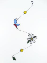 Zawieszka witrażowa MOTYL I MARGERYTKA