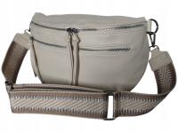 TOREBKA SASZETKA DAMSKA - NERKA DAMSKA - BEŻOWA TORBA NA RAMIĘ (2 PASKI)