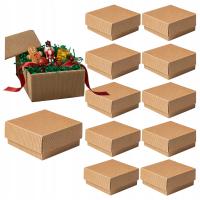 10x PUDEŁKO PREZENTOWE Wieko-Dno FALA 150x150x70mm 455G MOCNE KOLOR NATURAL