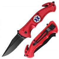 Складной нож спасательный карманный нож медика Mil-TEC красный с зажимом