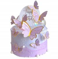 Topper na tort ozdoby dekoracje motyle fioletowy roczek urodziny 10szt