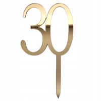 Topper na tort złota dowolna LICZBA CYFRA 18 20 30 40 50 60 70 złote lustro