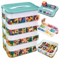 PUDEŁKO POJEMNIK NA ZABAWKI KLOCKI PLASTIKOWE 4-PIĘTROWE ORGANIZER ZAMYKANY