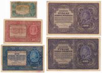 Polska, 1/2 marki-1.000 marek 1919-1920, zestaw banknotów, 5 sztuk