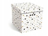 Pudełko prezentowe świąteczne użytkowe pojemne na bombki białe gwiazdki XL