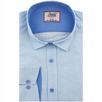Рубашка мужская элегантная формальная для костюма небесно-голубая с узорами SLIM E529