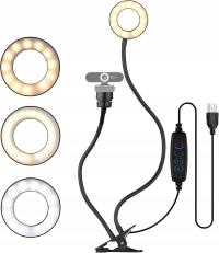 Przenośna lampka led Regulowana 3 odcienie + regulowany uchwyt na telefon