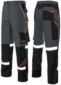 Spodnie robocze czarne PROFESSIONAL-REF z odblaskami i kieszeniami