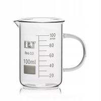 ЛАБОРАТОРНЫЙ СТЕКЛЯННЫЙ СТАКАН С ГРАДУИРОВАННОЙ РУЧКОЙ СО ШКАЛОЙ 100 МЛ ECOSPA