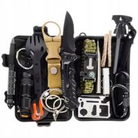 Zestaw survivalowy 32w1 wodoodporny niezbędnik turystyczny nóż krzesiwo etc