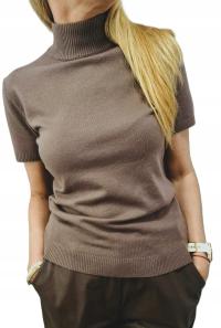 LEMONADA Sweter Bluzka Półgolf z Krótkim Rękawem Brązowy Fango