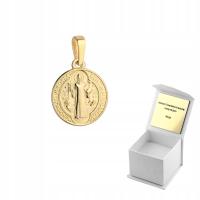 Медальон из желтого золота Святого Бенедикта малого