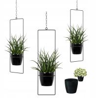 Kwietnik na Ścianę Wiszący Metalowy Czarny Loft Doniczka Wisząca 76 cm
