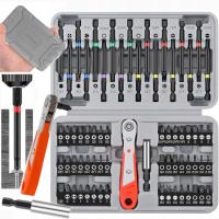 ZESTAW BITÓW 68EL DO WKRĘTARKI 75MM DŁUGIE BITY TORX HEX XZN + GRZECHOTKA