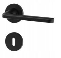 Klamka drzwiowa CALIA czarny mat komplet + rozety na klucz