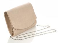 Эффектная Бежевая сумка Клатч на цепочке Кожа