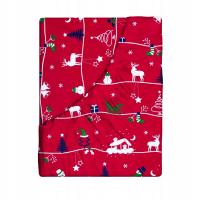 Prześcieradło bawełniane z gumką we wzory 90x200 materiałowe święta 327red