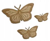 DREWNIANY MOTYL motylki dekoracja pokoju MOTYLE DREWNIANE NA ŚCIANĘ 3SZT