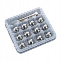 Metalowe kostki sferyczne ze stali nierdzewnej z drążkiem A Tong 12 sztuk kulek lodowych