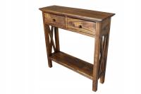 DREWNIANA KONSOLA Z SZUFLADAMI 80x80 CM BRĄZ VINTAGE