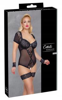 Cottelli Bondage Body Siateczkowe z Koronką 90E/XL czarne mankiety