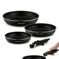 Набор сковородок со съемной ручкой мраморная сковорода 20/24/28 см шпинель черный
