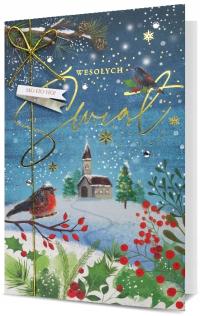 Kartki świąteczne ekskluzywne styl retro XL H1070