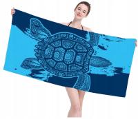 Ręcznik Plażowy Kąpielowy Wakacyjny Niebieski Mikrofibra Żółw 100x180
