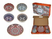 KOMPLET 4 MISECZEK + TALERZ - KOLOROWY ORIENTALNY WZÓR