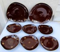 PRL, PRUSZKÓW, TALERZYK DESEROWY RYSZARD- 6 szt + 2 PATERY, PORCELIT