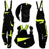 Spodnie robocze 24h-BHP czarne ogrodniczki elastyczne odblaskowe