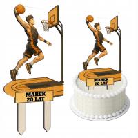 TOPPER KOLOROWY DWUSTRONNY URODZINOWY KOSZYKÓWKA/BASKEDBALL PERSONALIZACJA