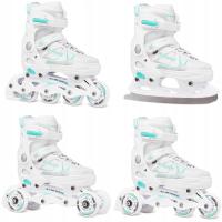 Роликовые коньки роликовые коньки 4в1 регулируемые ворон дух Белый/Мята 40-43