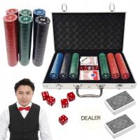 Набор для покера 300 шт фишек 2 x колода карт покер техасский чемодан