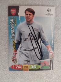 Karta panini autograf Arsenal Łukasz Fabiański Champions League 11/12