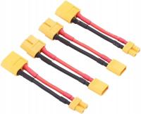 Zestaw 4 kabli adaptera XT30 do XT60 męsko-żeńskiego 5 cm 16AWG silikonowy kabel