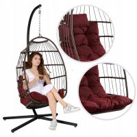 FOTEL WISZĄCY KOSZ KOKON OGRODOWY HUŚTAWKA CZERWIEŃ