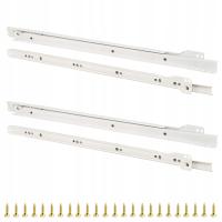 2 x ZESTAW - PROWADNICA MEBLOWA ROLKOWA REJS L+P DO SZUFLAD 450 mm + WKRĘTY