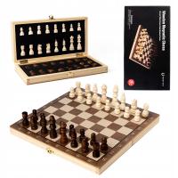 Cross-border wooden magnetic chess walnut color folding chess