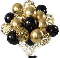 18, 40, 50 лет рождения конфетти черный золотой хромированные воздушные шары набор P29