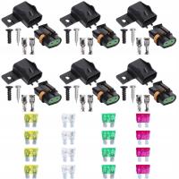 ZESTAW 6X UCHWYTÓW BEZPIECZNIKA ATO ATC 24V WODOODPORNYCH Z BEZPIECZNIKAMI