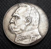 10 złotych 1938, Józef Piłsudski , Polska , kopia platerowana srebrem