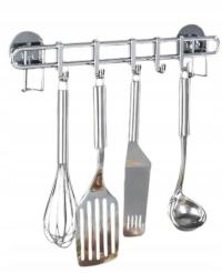 DRĄŻEK KUCHENNY RELING SZYNA WIESZAK SREBRNY HACZYKI ORGANIZER 31 CM